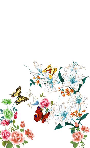 538454-清爽 流行时尚 定位 花卉印花