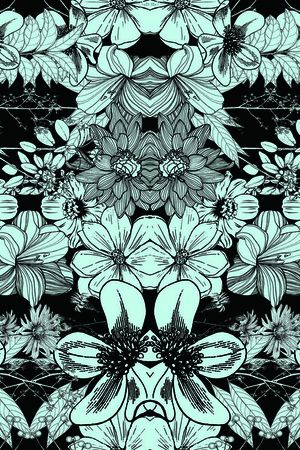 黑线花朵印花华亿平台图片