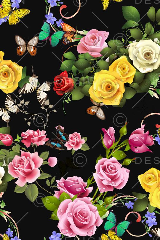 传统花卉印花华亿平台图片