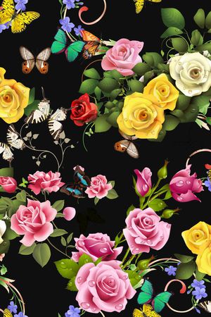 传统花卉印花华亿平台图片