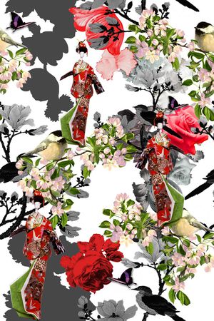 中国风水墨写意印花华亿平台图片