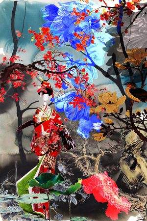 水墨写意印花华亿平台图片