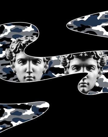 538719-时尚大卫石膏头像迷彩男装图案
