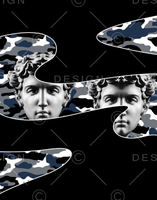 大卫石膏头像印花华亿平台图片