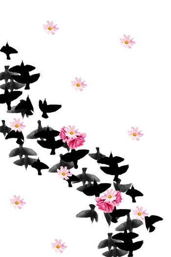 538827-抽象飞鸟花卉长裙图案