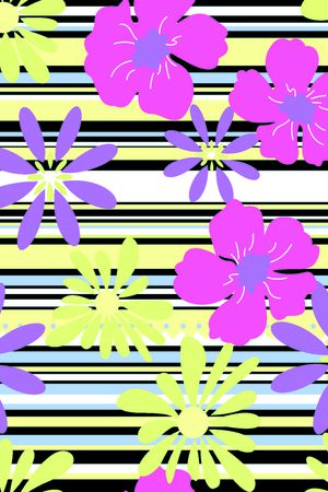 手绘女装横条花卉图印花华亿平台图片