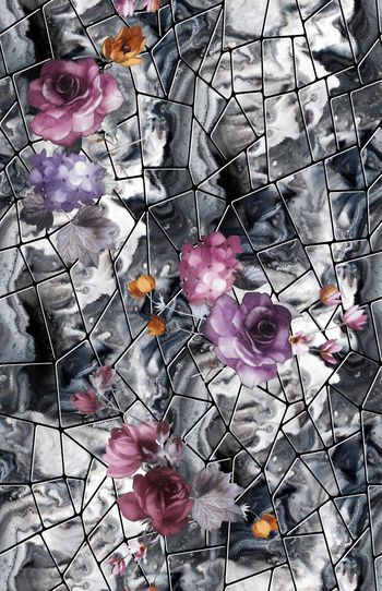 539005-矿石纹  黑线条  花卉