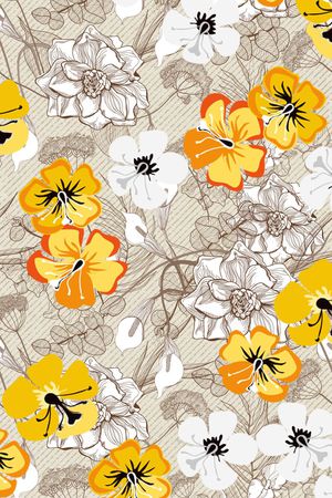 线描花卉印花华亿平台图片