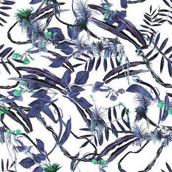 539028-树枝叶子植物丛林花卉潮流印花