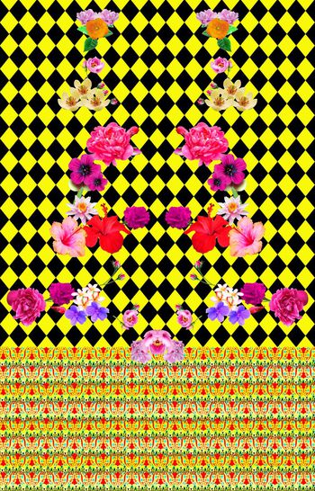 539158-  高端女装，方格　 鲜花结合　