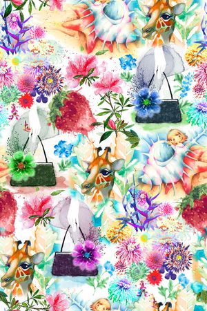 水彩插画印花华亿平台图片