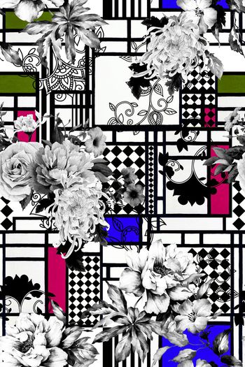 539500-大牌色块佩斯利黑白几何花卉组合