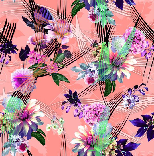 花朵树叶花丛印花华亿平台图片