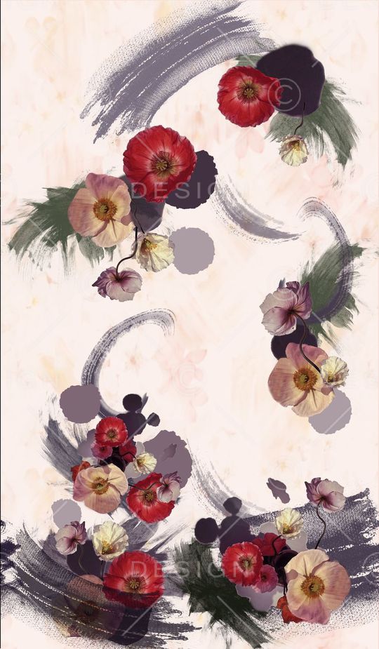 手绘花印花华亿平台图片