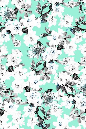 花卉组合印花华亿平台图片