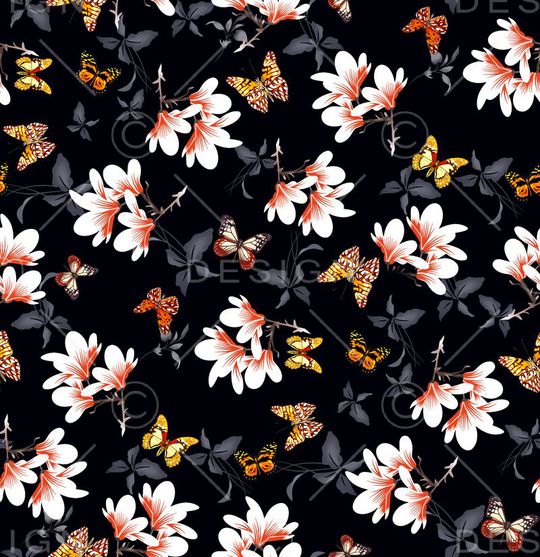 流行时尚蝴蝶梅花印花华亿平台图片