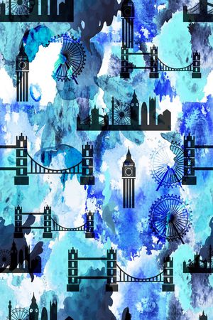 蓝色印花华亿平台图片