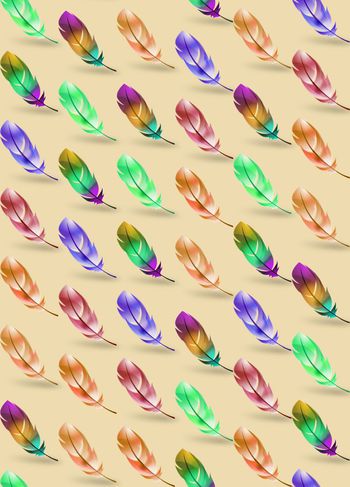 539964-时尚潮流 彩虹羽毛 