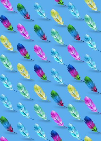 539965-时尚潮流 彩虹羽毛 