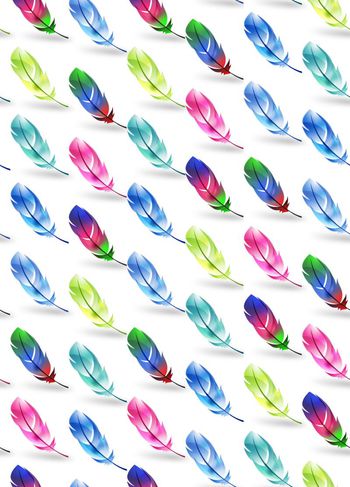 539967-时尚潮流 彩虹羽毛 