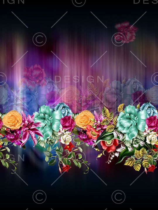 炫彩组合花卉印花华亿平台图片