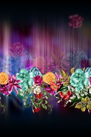 炫彩组合花卉印花华亿平台图片