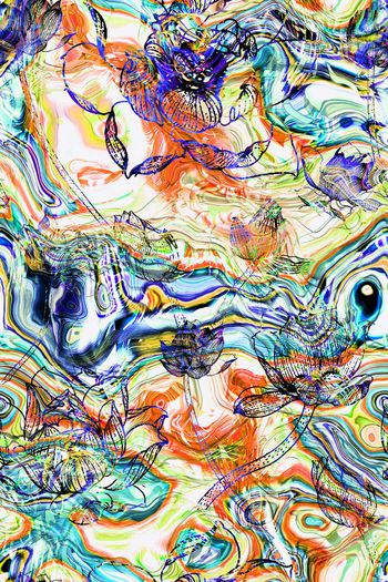 540098-中国风印象荷塘清澈水波纹肌理荷花倒