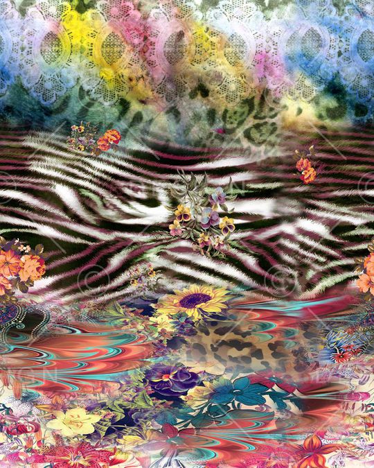 抽象豹纹蕾丝印花华亿平台图片