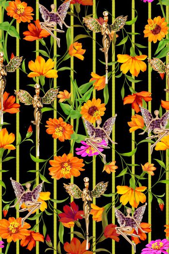 540265-吉梗小菊线条印花