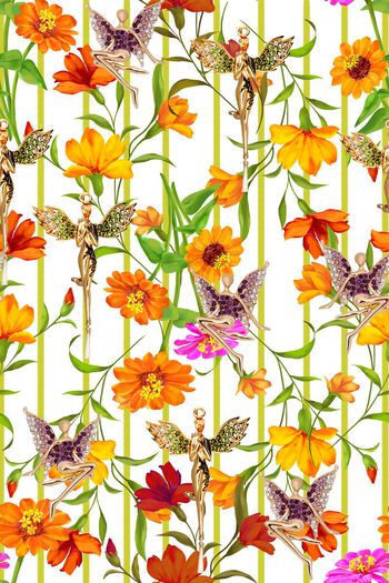 540267-吉梗小菊线条印花