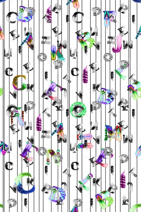 彩色羽毛印花华亿平台图片