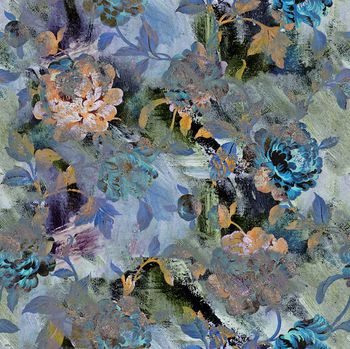 540351-时尚流行绚丽 水墨笔触肌理 缠枝纹