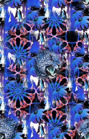 540451-抽象丛林花草猎豹野性女装图案