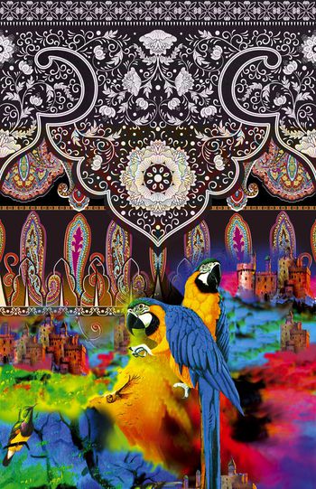 540452-时尚花纹 小鸟图案