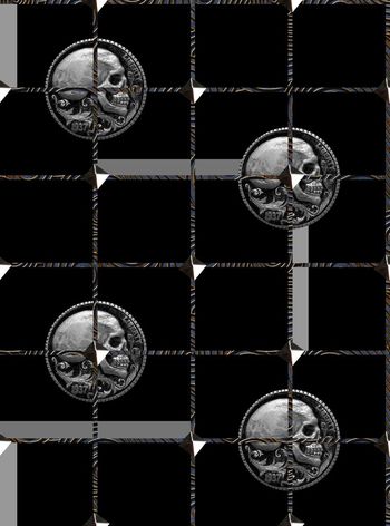 540740-复古风格金属纹理格子金属钉骷髅头银