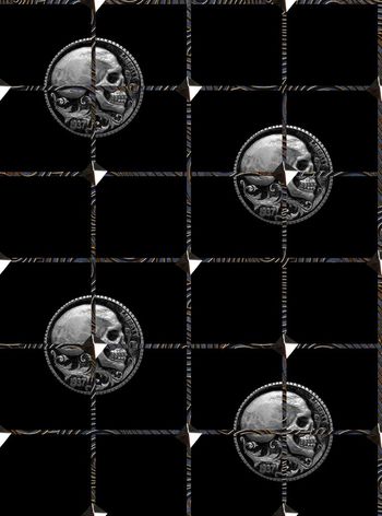 540741-复古风格金属纹理格子金属钉骷髅头银