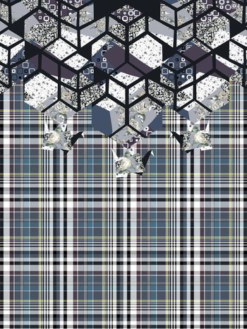 540990-抽象几何拼块定位男装格子图案