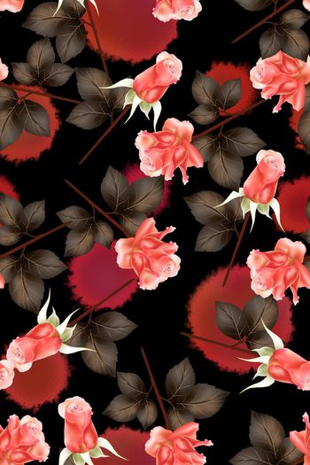 541079-写意手绘水彩斑点玫瑰花女装华亿平台