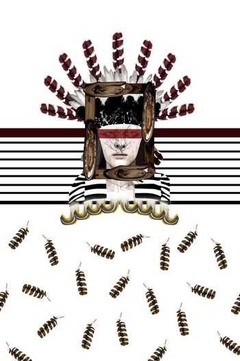 541126-人物羽毛黑白条