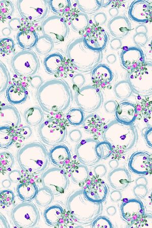 花卉 水墨 圆圈印花华亿平台图片