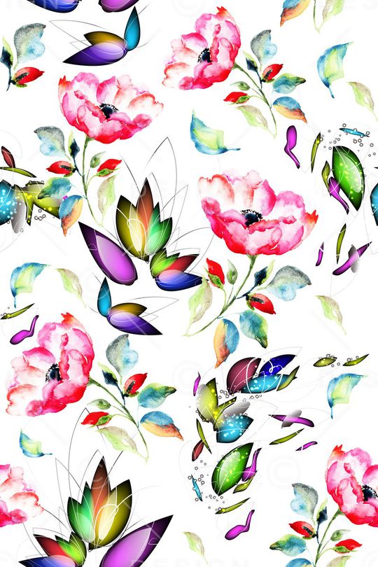 时尚五光十色花卉印花华亿平台图片