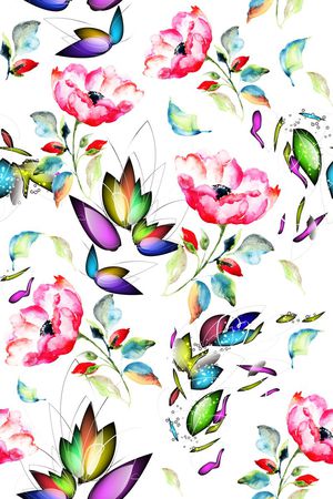 时尚五光十色花卉印花华亿平台图片