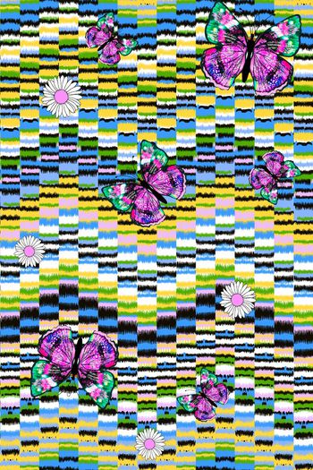 541462-抽象编织袋波浪条纹理蝴蝶小花图案