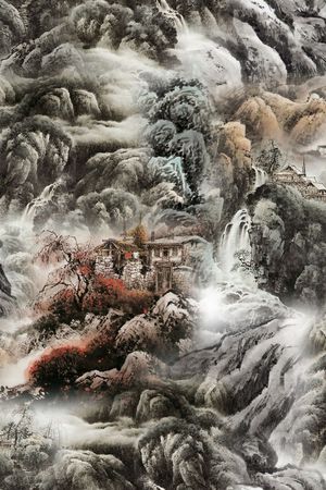 现代中国风印花华亿平台图片