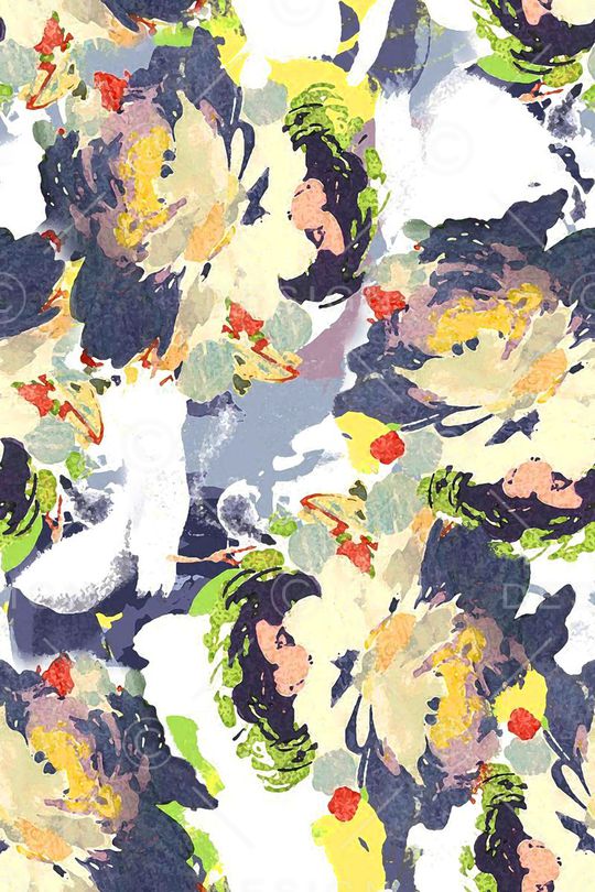 抽象花卉印花华亿平台图片