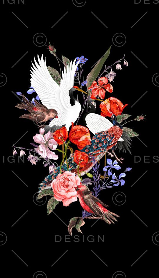 丹顶鹤印花华亿平台图片