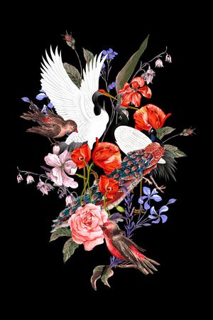 丹顶鹤印花华亿平台图片