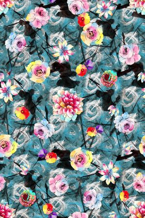 水彩花印花华亿平台图片