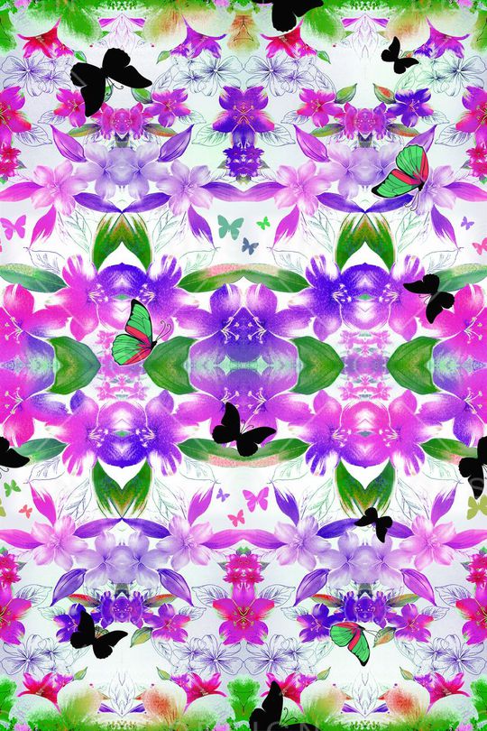 蝴蝶印花华亿平台图片