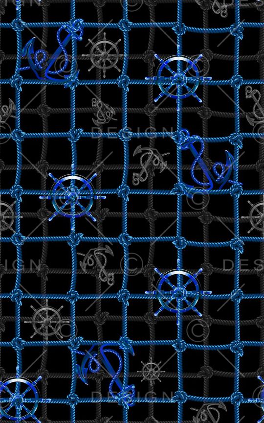 手绘 时尚 几何 格子 航海 绳索印花华亿平台图片
